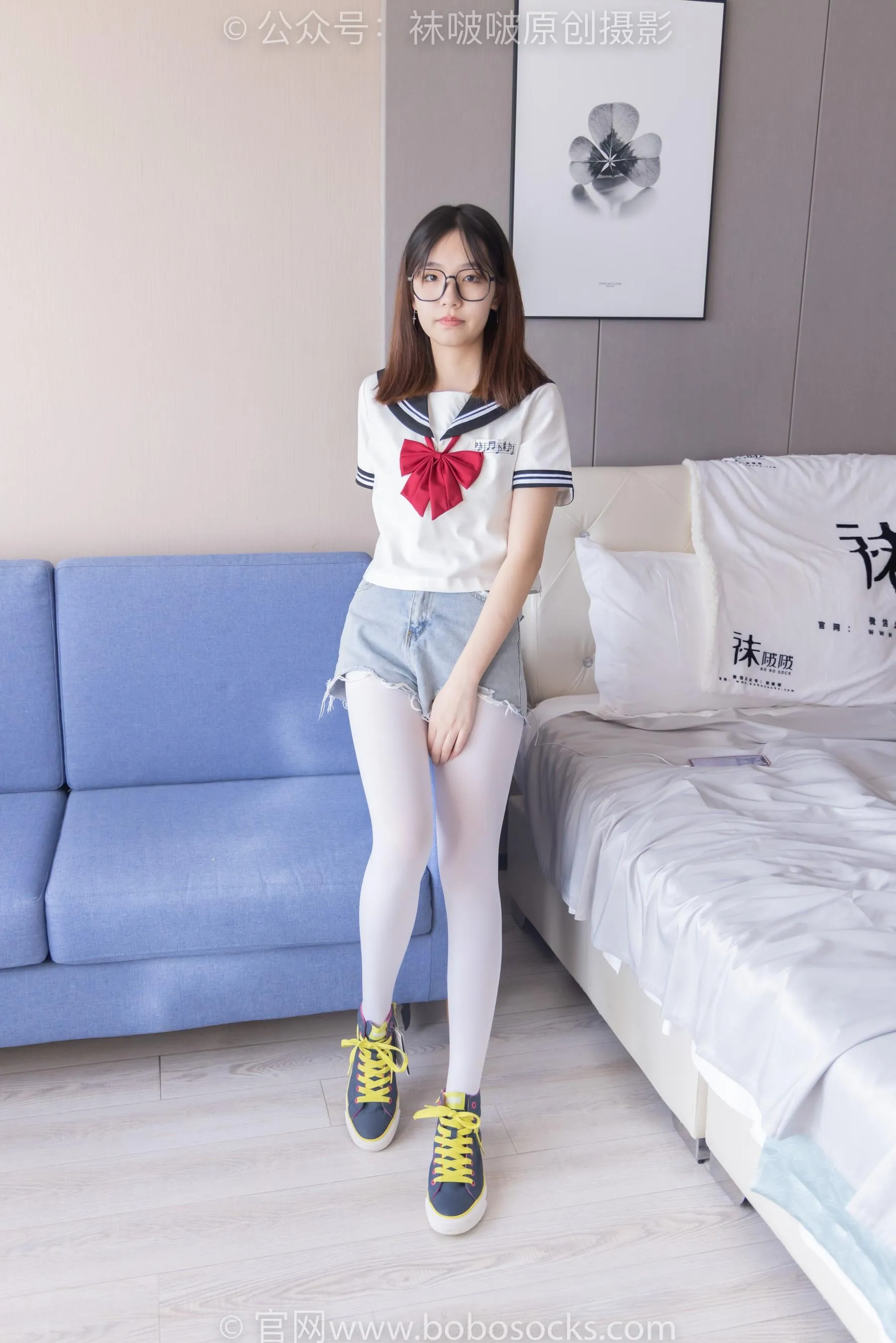 [BoBoSocks袜啵啵]NO.215 小甜豆-三双帆布鞋板鞋、厚白丝、黑丝 [90P]插图9